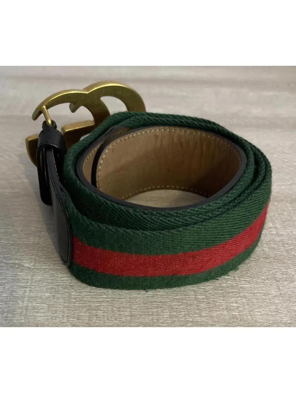Gucci Green & Red Striped #409416 HE21T 105•42 #480199 Double G Web Belt! MZZ8
